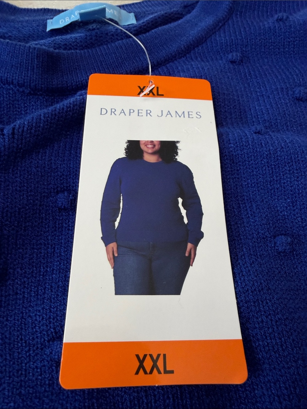 Draper James Royal Blue Crewneck Sweater with Textured Dot Detail